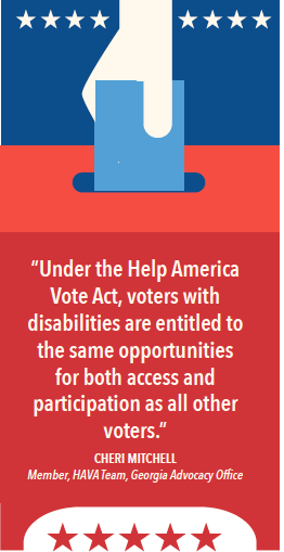 “Under the Help America Vote Act, voters with disabilities are entitled to the same opportunities for both access and participation as all other voters.”