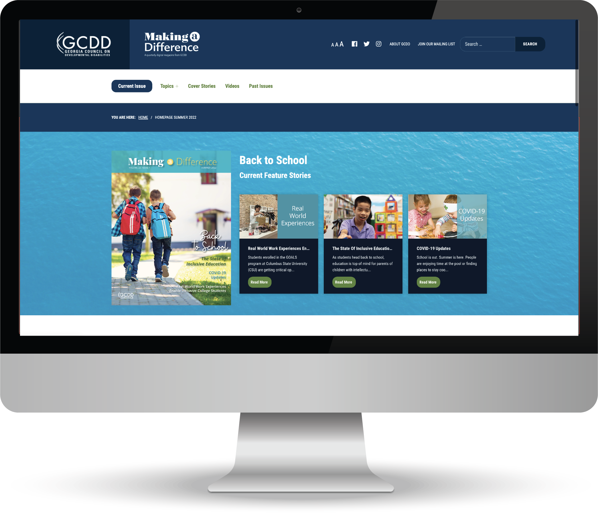 Computer with home page of new Making a Difference website Computer with home page of new Making a Difference website