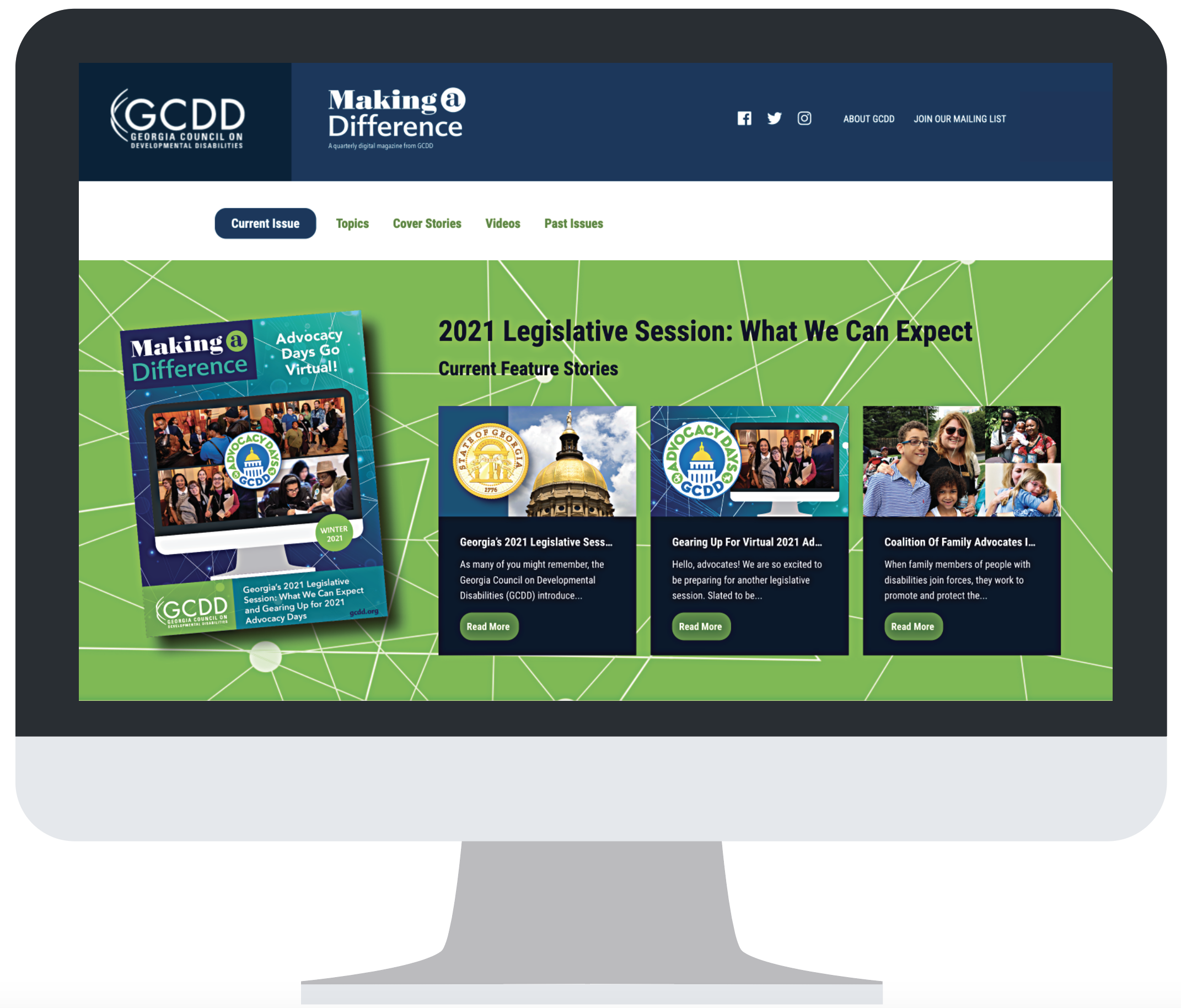 Computer with home page of new Making a Difference website Computer with home page of new Making a Difference website