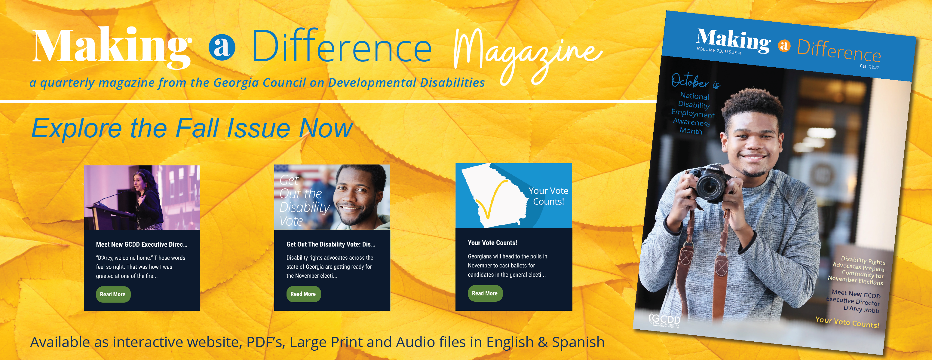 Read the latest digital issue of GCDD’s Making a Difference Magazine – Fall 2022