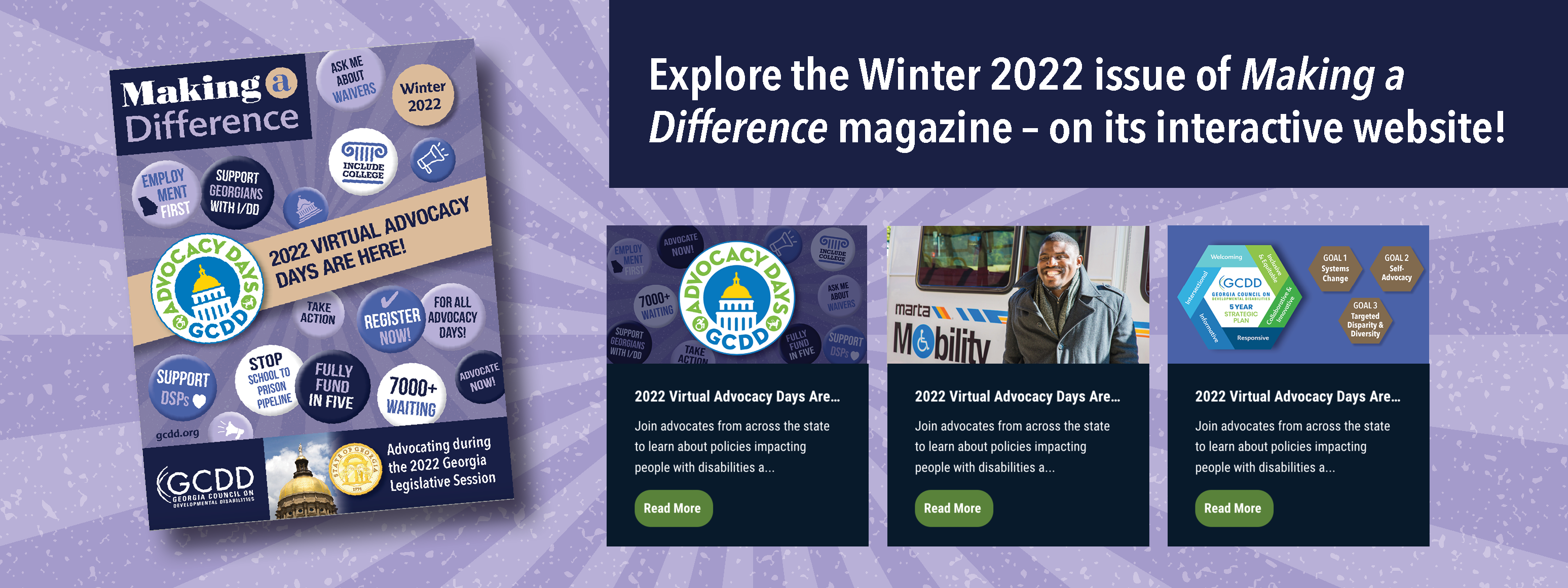 Read the latest digital issue of GCDD’s Making a Difference Magazine – Winter 2022
