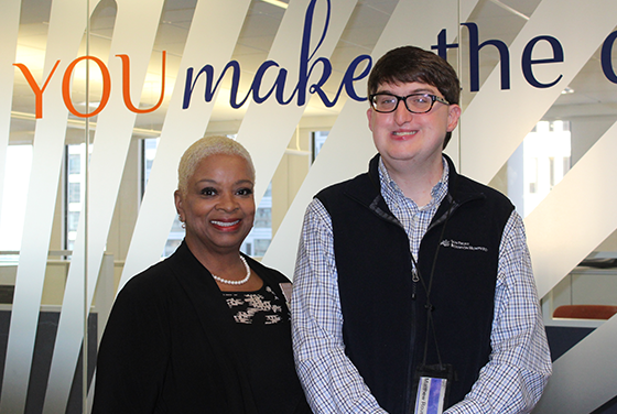 Rep Sheila Jones visits Matthew Roush, Operation Analyst at SunTrust Bank in Atlanta.