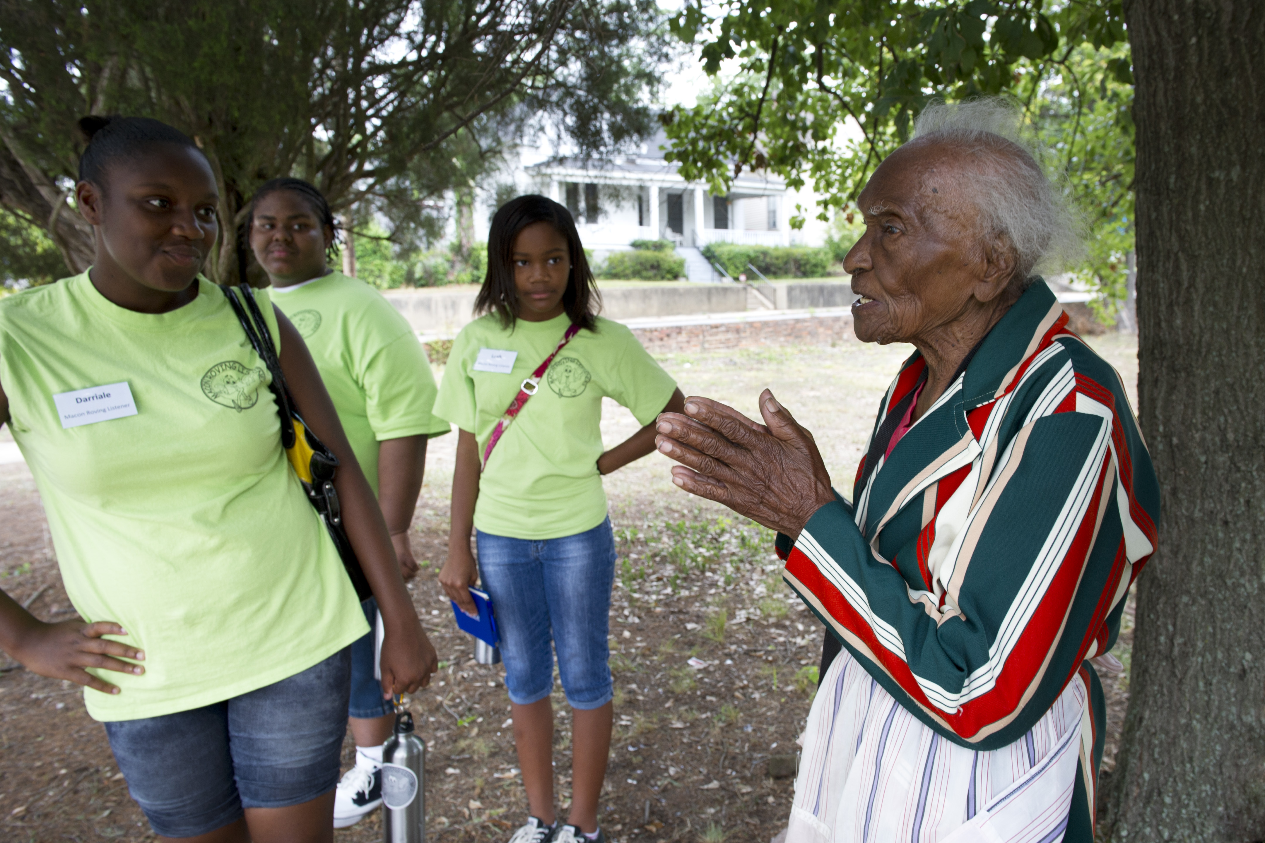 Macon Roving Listeners visit with members of the community.