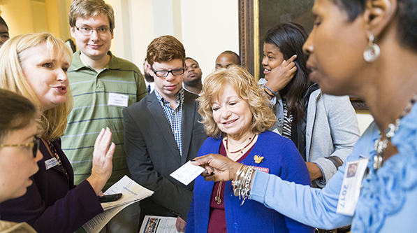 Meeting with legislators during GCDD advocacy days at the Capitol.